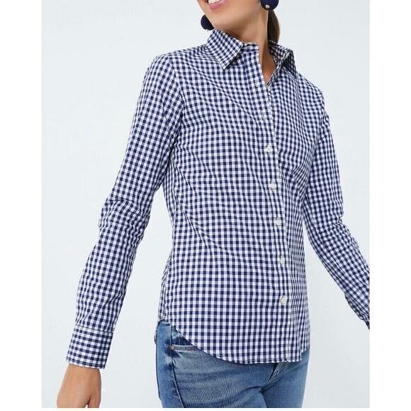 UNTUCKit Tops - UNTUCKit Women's Belleza Long Sleeve Gingham Button Down Top Sz 8 Blue White NWT